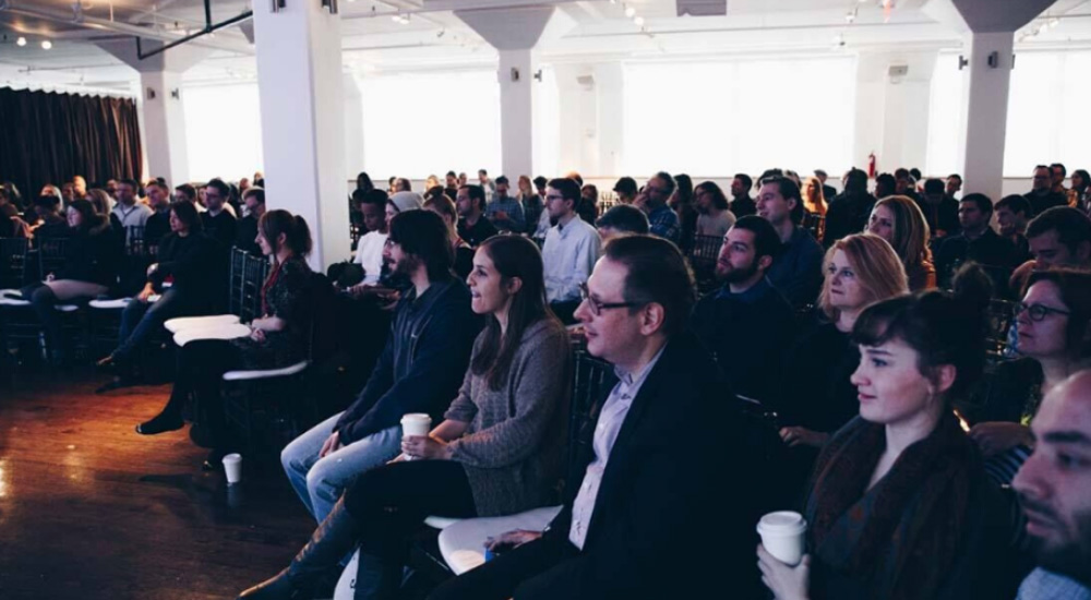 Engaged audience at a NYC corporate event